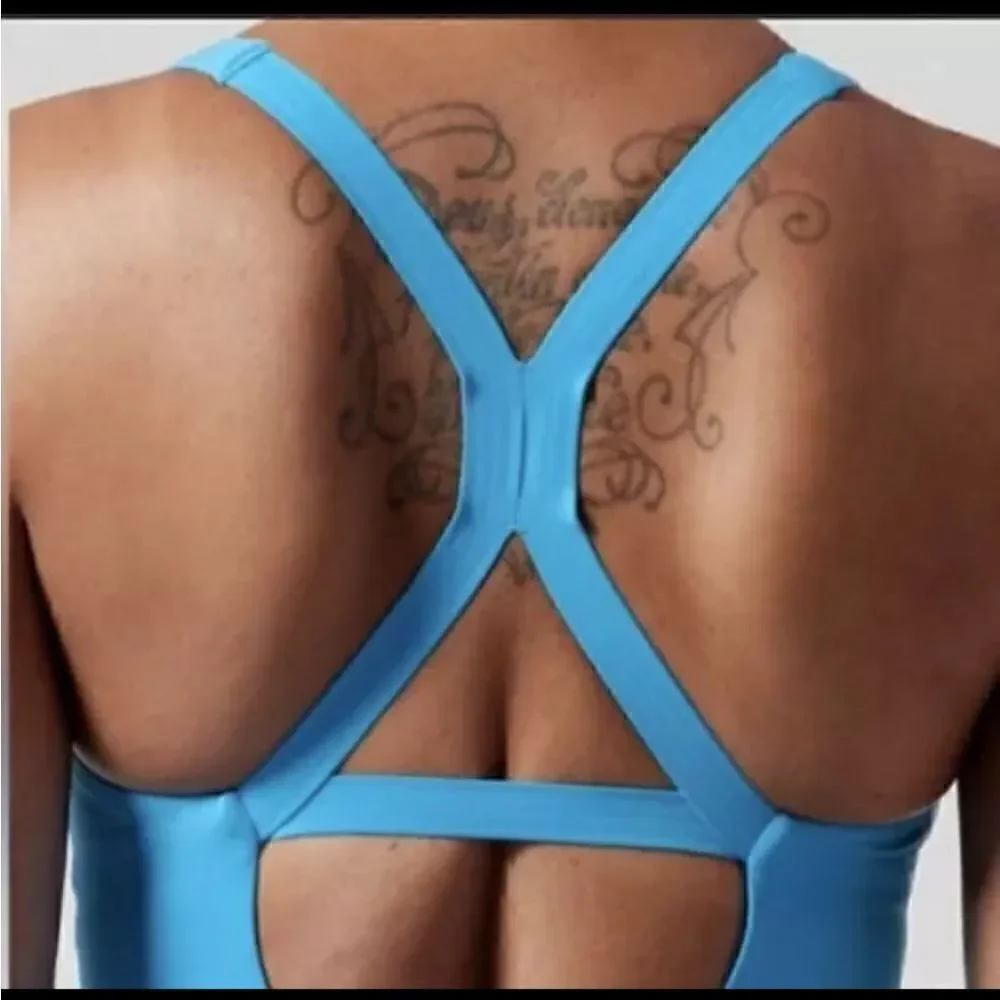Athleta Malibu One Piece Swimsuit Racerback Santorini Blue